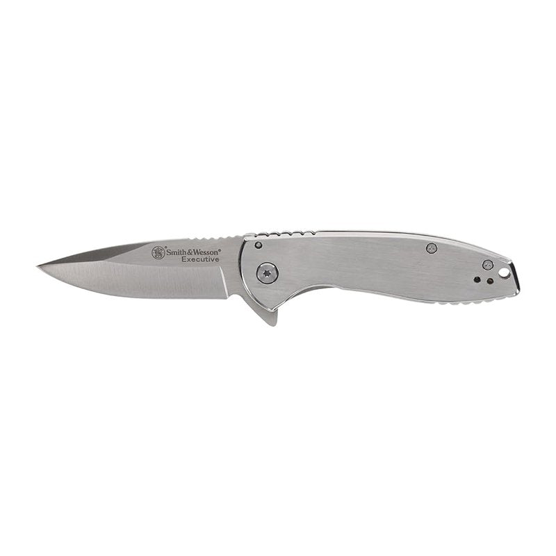 Smith & Wesson Executive Platinum Stainless Steel Knife with 3" Blade Length for Outdoor, Tactical, Survival and EDC