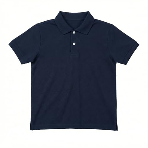 Kids School Uniform Polo Shirt - Short Sleeve Cotton Blend, 12 Years