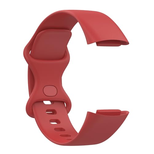 Soft Silicone Sport Wristbands for Fitbit Charge 5 & 6 - Red, Small