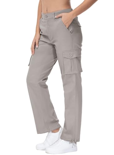 Gopune Women's X-Large Grey Hiking Cargo Pants Lightweight Water-Resistant Outdoor Travel Work Pants with 7 Pockets