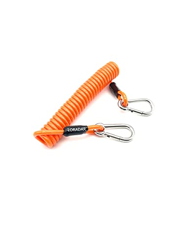 LORADAR 6.5 ft Heavy Duty Coiled Lanyard with Stainless Steel Wire for Rods, Pliers, Kayaks
