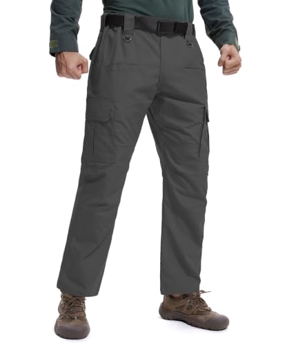 Men's Tactical Cargo Pants Water-Resistant Ripstop 40W x 30L Dark Grey Lightweight Outdoor Work Pants