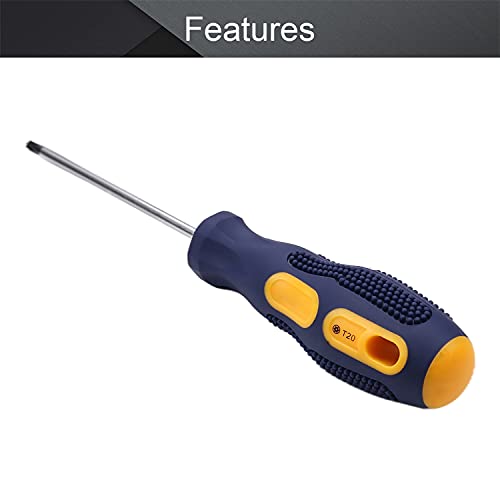 Utoolmart Torx Screwdriver, T20 Security Magnetic Star Screw Driver with 100mm CR-V Shaft and Black Yellow Handle, 1 Pcs