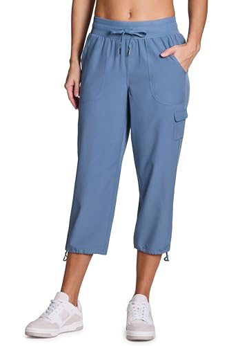 RBX Active Women's Cargo Capri Pants with Pockets - Small Moonlight Blue