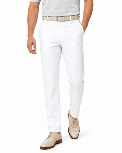 SNOWTEN Men's Stretch Water-Resistant Dress Pants 30W x 30L White Pro