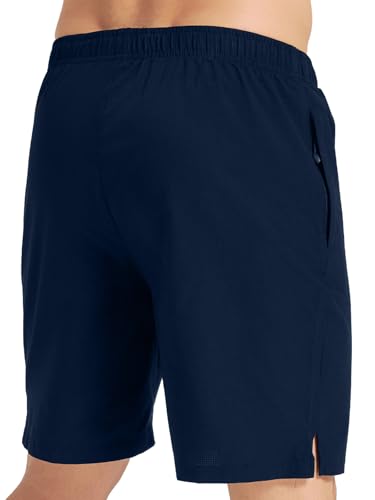 Men's Comfortable Breathable Shorts with Elastic Waist - 7" Inseam, 3X-Large, Navy Blue