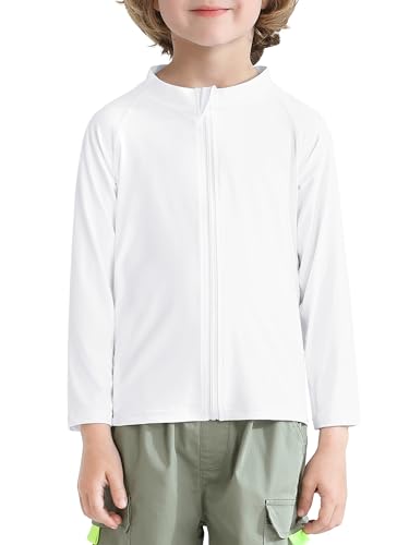 Baby Toddler Boys Long Sleeve Rash Guard Swim Shirt - White / 2T