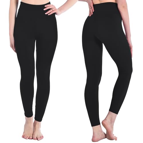 High Waisted Leggings for Women - Full Length - Black, Large/X-Large
