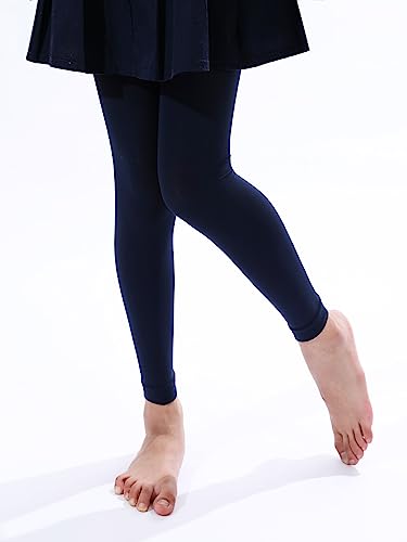 Girls' Ultra Soft Microfiber Footless Dance Tights - Navy Blue, 2-4T