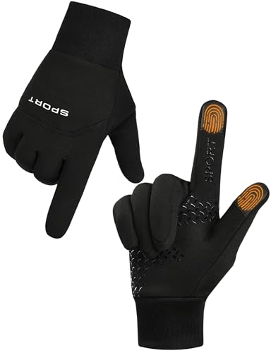 Windproof Thermal Gloves for Men - Touch Screen, Waterproof - Black, Medium