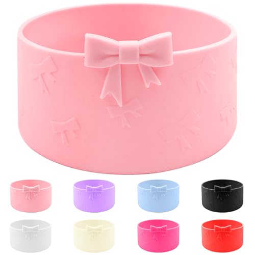Bows Silicone Water Bottle Boot - A-Pink Color for Stanley Cup