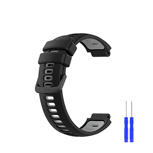 Silicone Replacement Watch Band for GPS Sport Watches - Black/Grey