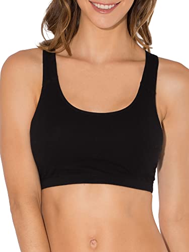 Fruit of the Loom Women's Wireless Cotton Sports Bra 3-Pack - Red Hot/Black/Charcoal, Size 50