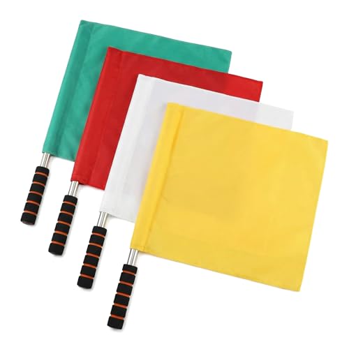 4-Pack Referee Flags with Steel Handles - High Visibility