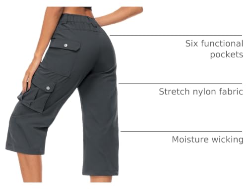Moosehill Women's Cargo Capris Pants Lightweight Comfortable