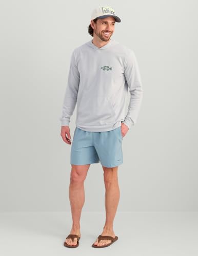 HUK Men's Lightweight Fishing Hoodie Tee with UPF Sun Protection - Large, Harbor Mist
