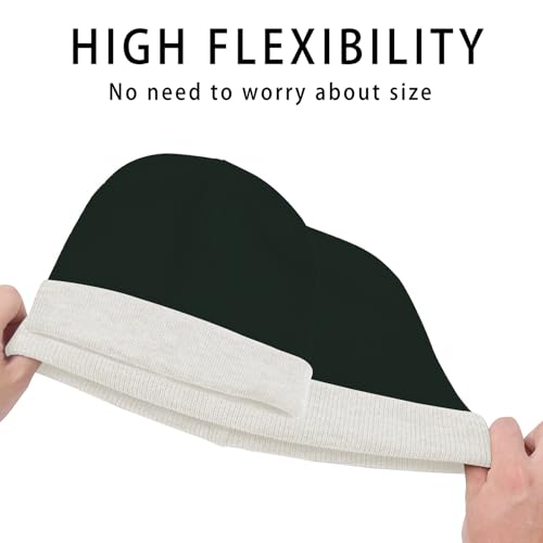Thick Knitted Winter Beanie for Men & Women - Beige/Dark Green