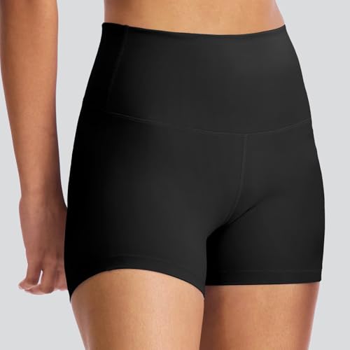 High Waisted Spandex Gym Biker Shorts - Black 6" / Medium