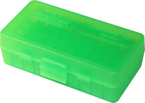50-Round Pistol Ammo Box - Fits 9mm, 380 ACP, 9mm Makarov - Clear Green