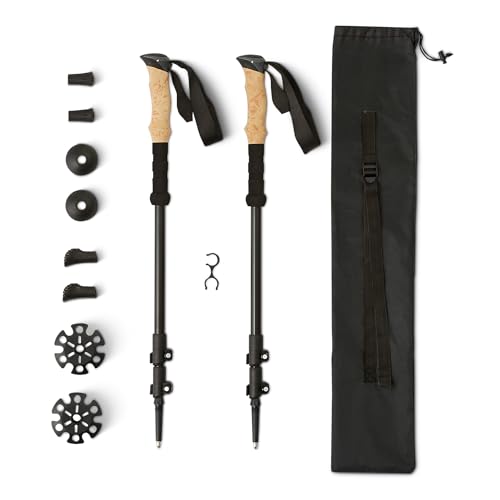 Amazon Basics Adjustable Collapsible Hiking Poles - Lightweight Aluminum, All-Terrain Support