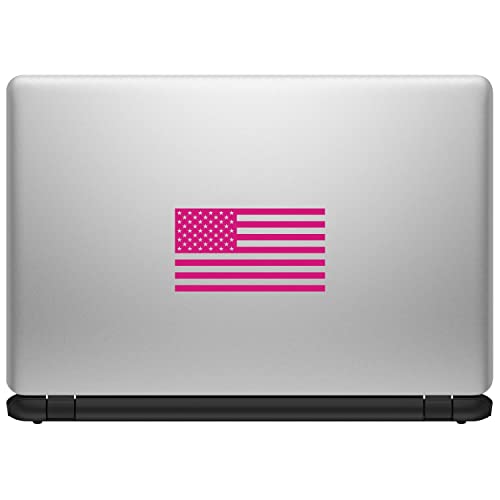 American Flag Vinyl Decal Sticker - 5in x 2.8in Matte Hot Pink