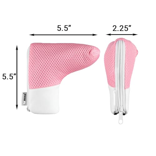 Golf Putter Head Cover with Zipper Closure - Pink