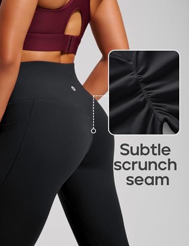 Heathyoga Scrunch Butt Lifting Leggings with Pockets for Women, Large Black