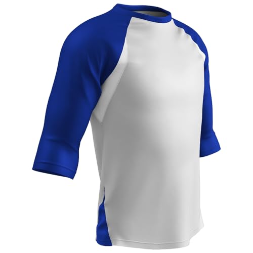 Extra Innings Unisex Adult 3/4 Sleeve Baseball Shirt - Large White/Navy