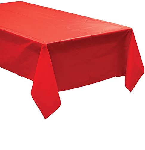 54" x 108" Red Disposable Tablecloth - 3 Pack Premium Plastic Cover