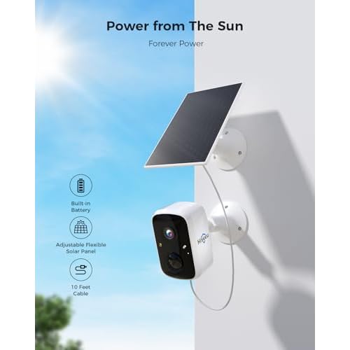 Hiseeu Security Cameras Wireless Outdoor, WiFi Pro 5G/2.4G Cameras for Home Security, Solar Powered, Motion Detection, 2-Way Talk, Color Night Vision, Compatible with Alexa, 64G SD Card Storage