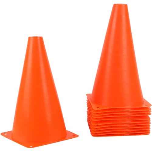 Juvale Motorcycle Practice Cones - 9" x 5.5", Orange, 12-Pack - Cones for Parallel Parking Practice & Training - Agility & Traffic Control for Sports & Parking Areas