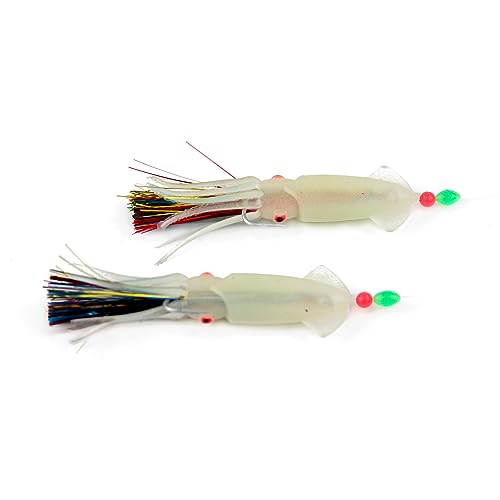 Rock Cod Rig with Glow Squids and Mylar Skirts - 6/0 Hook