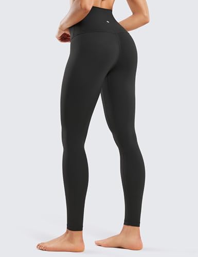 CRZ YOGA Super High Waist Leggings 28" - Large Black, Luxurious Soft Fit