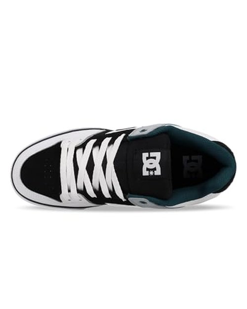 DC Men's Pure Skate Shoe, White/Black/Teal, 6.5