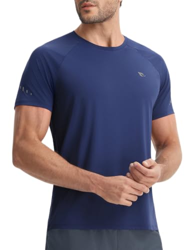 baleaf Men’s Large Navy Ice Cooling Running Shirt - Short Sleeve Athletic Shirt