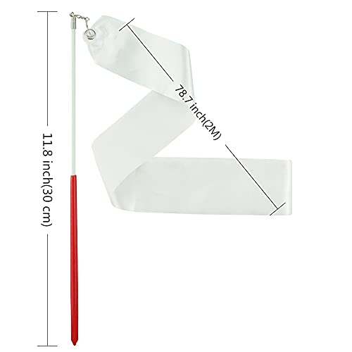 Rhythmic Gymnastics Wand Set - White Dancing Streamers, 2 Pack