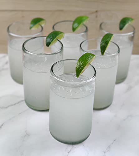 Dos Sueños Hand Blown 14 oz Drinking Glasses, Set of 6 – Natural Clear