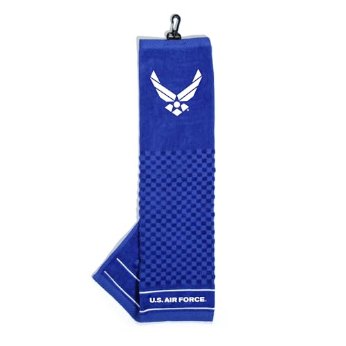 Air Force Military Embroidered Golf Towel - Checkered Scrubber Design, Team Logo, One Size