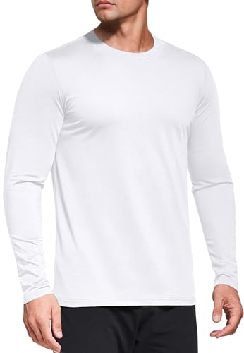 Boyzn Men's White Large 1 Pack Performance Long Sleeve T-Shirt with UPF 50+ Sun Protection