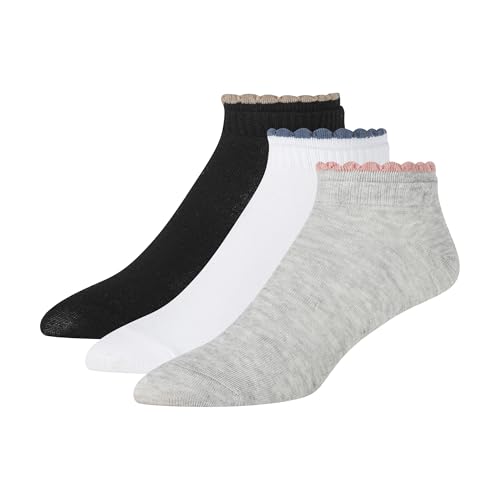 Women's 3-Pack Double Cuff Low Cut Socks - Grey Heather/White/Black