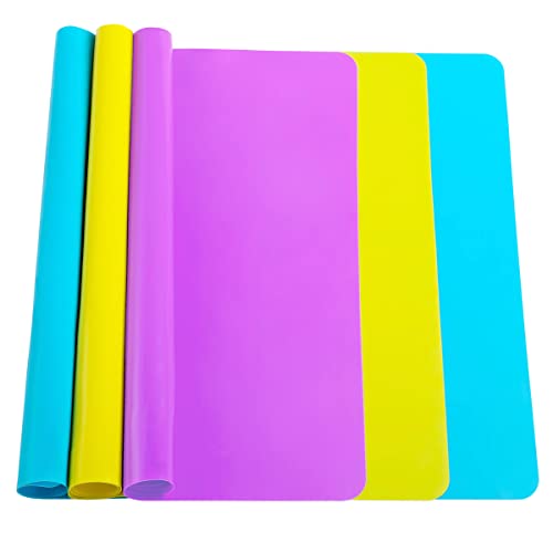 3 Pcs Silicone Mats for Crafts - Heat-Resistant, Blue, Purple & Yellow