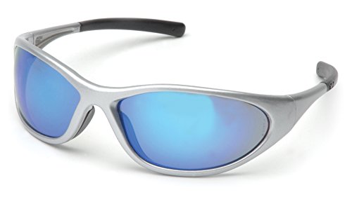 Safety Glasses with Silver Frame & Ice Blue Mirror Lens