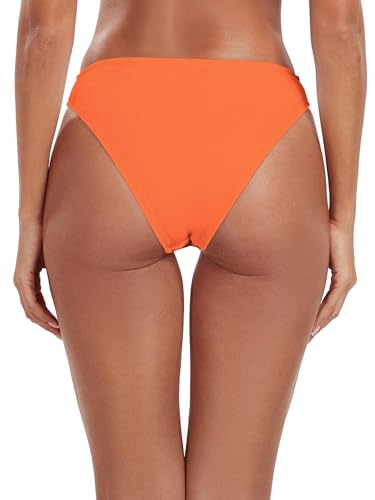 Cheeky High Leg Bikini Bottom - Mid Rise - X-Large Orange-Red
