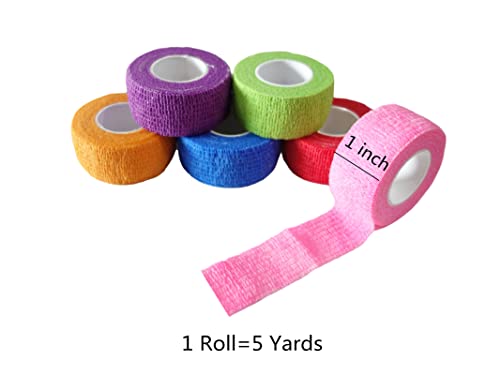 Self-Adhesive Bandage Wrap - 6 Pack Cohesive Tape for Pets & Sports