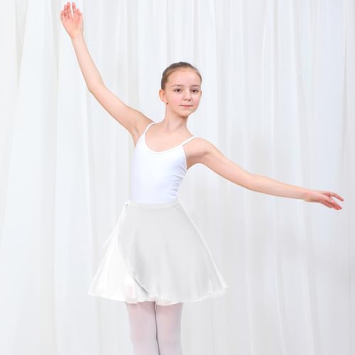 Girls Ballet Wrap Skirt with Ties - Flowy Chiffon - White
