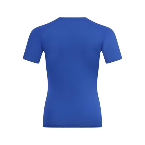 Boys Athletic Compression Shirt - Short Sleeve, Quick Dry, Large Blue