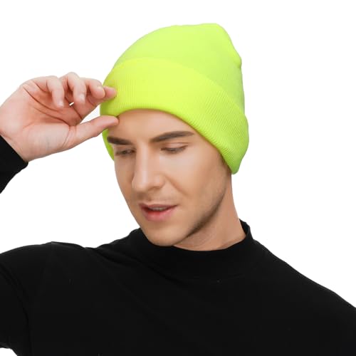 Knit Cuffed Halloween Beanie for Women, Men & Youth - One Size Fluorescein
