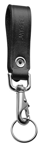 JAY-PEE Leather Key Strap Belt Keeper for Duty Belt Chrome Single Snap