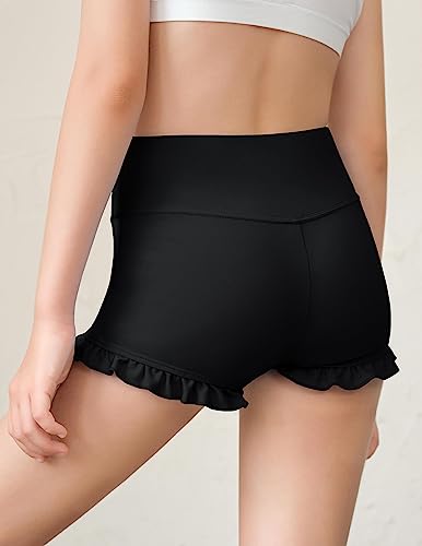 High Waisted Ruffle Shorts for Girls - 7-8 Years, Black