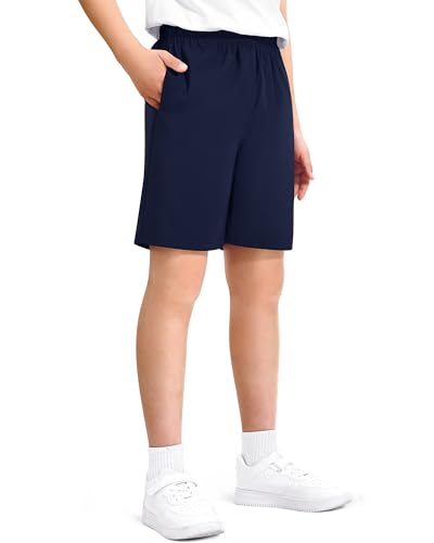 Somaibo Boys Athletic Shorts 13-14 Years 3-Pack Black Navy Gray Quick Dry Pockets